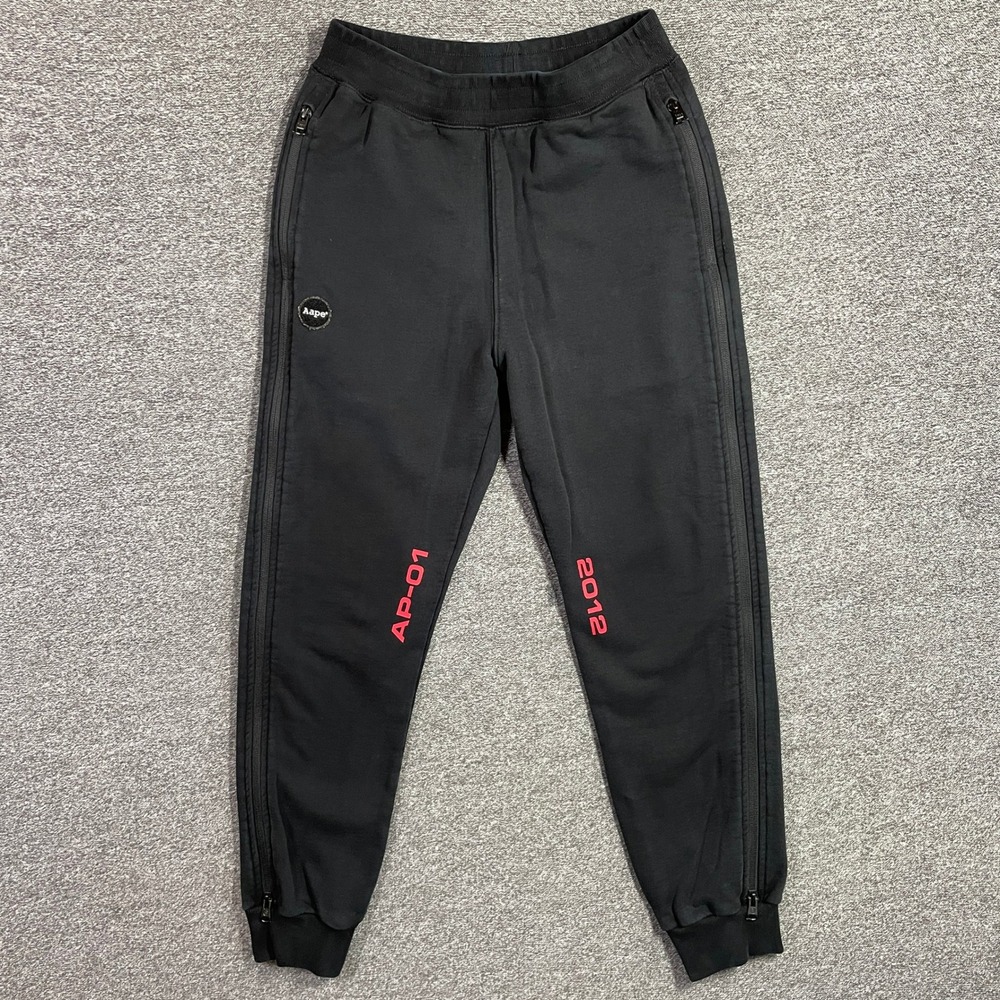 AAPE By A Bathing Ape Sweatpants Mens S Black‎ Side Zip Joggers AP-01 2012